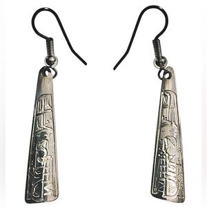 First Nations Jefferey Pat Signed Sterling Silver Wolf Earrings